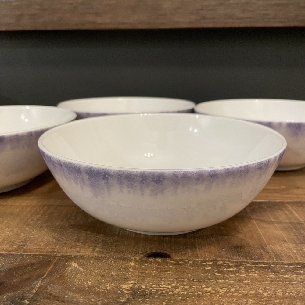 4 LENOX Watercolor Horizons Amethyst 6-1/2" Cereal Soup Bowls Blue Purple